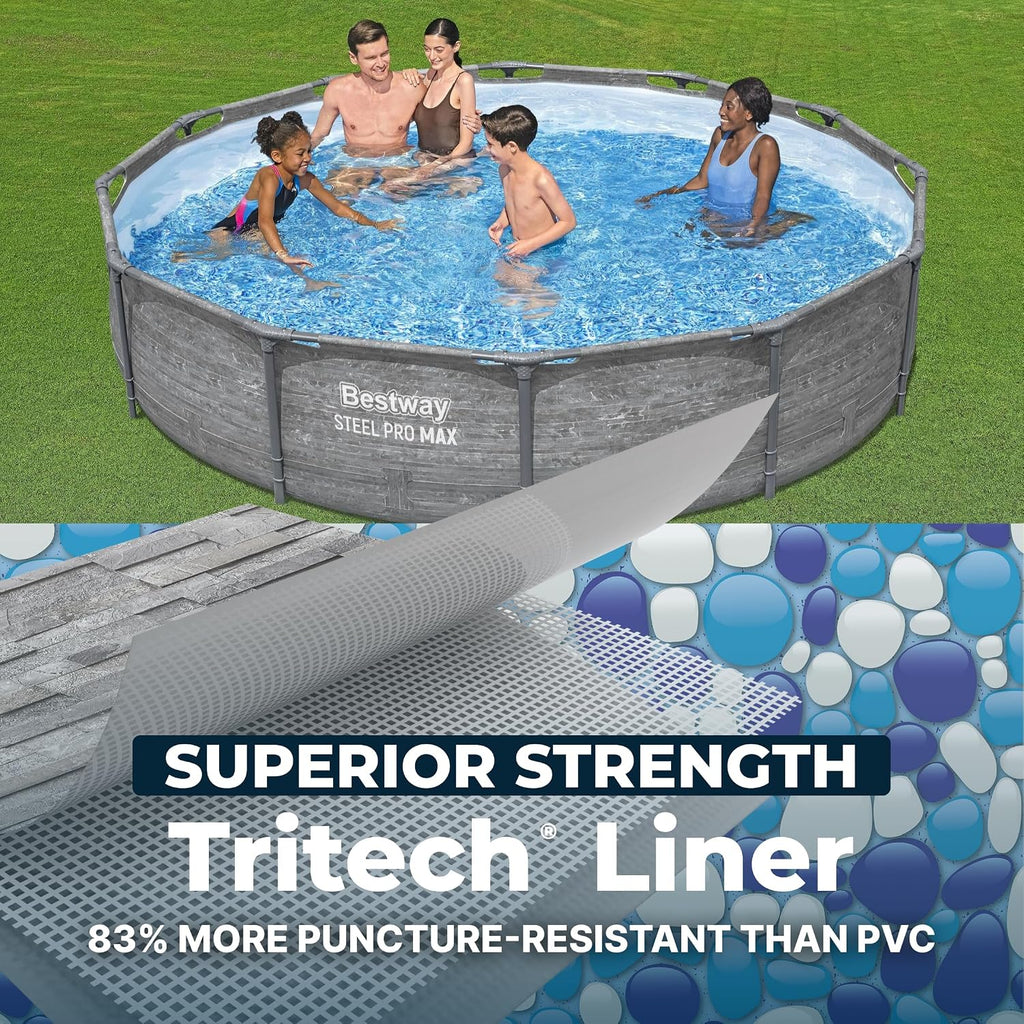 Steel Pro MAX 12' x 30" Above Ground Pool, Round Metal Frame Outdoor Swimming Pool Set with Filter Pump, Stacked