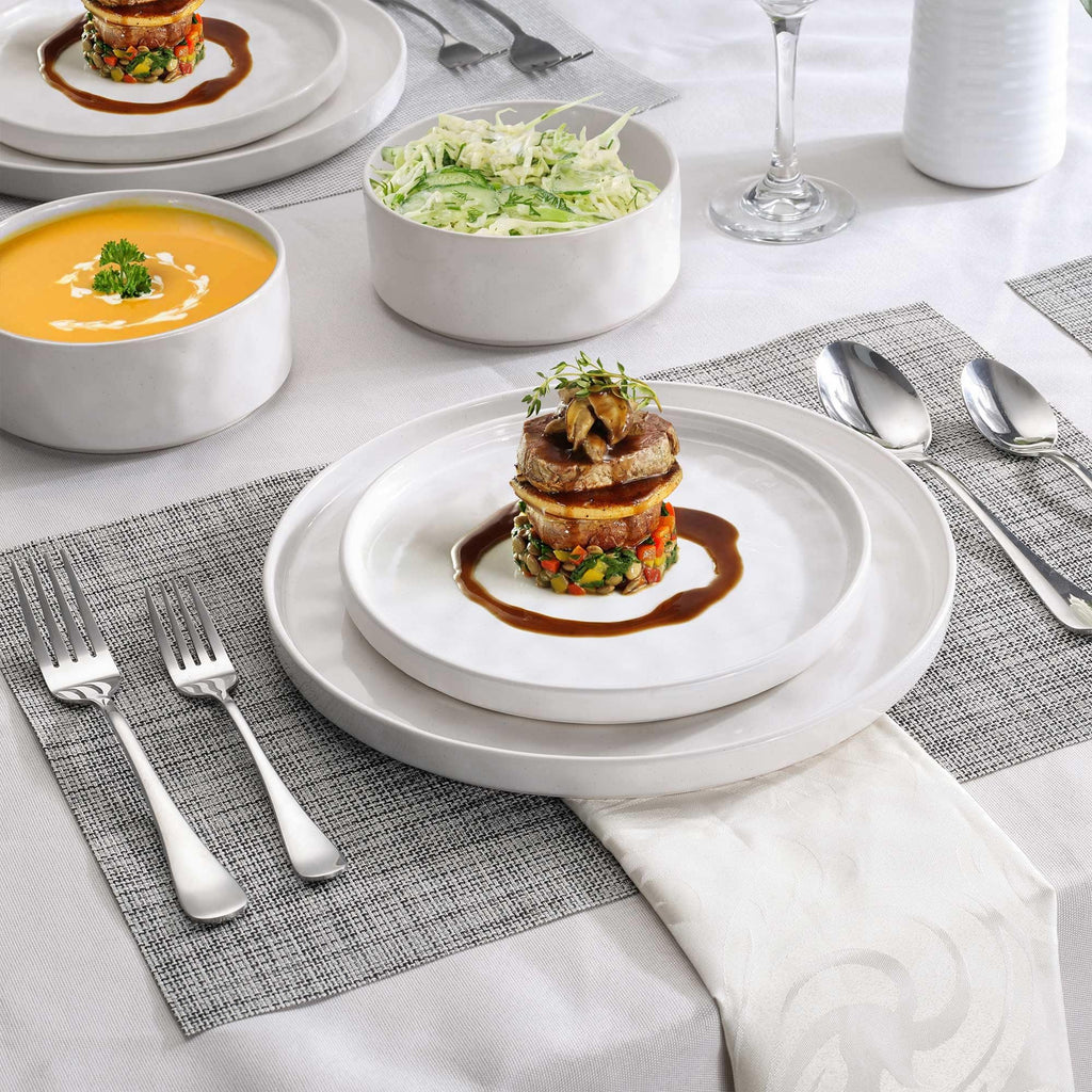 16 Pieces Dinnerware Sets with Pasta Bowls Set for 4, Polar White