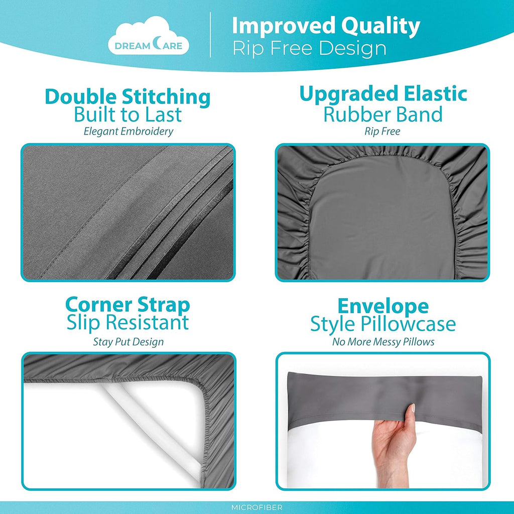 King Sheets Set - 6 pcs Breathable Cooling Bed Sheets - up to 21" Extra Deep Pocket King Sheet Set with Side Pockets
