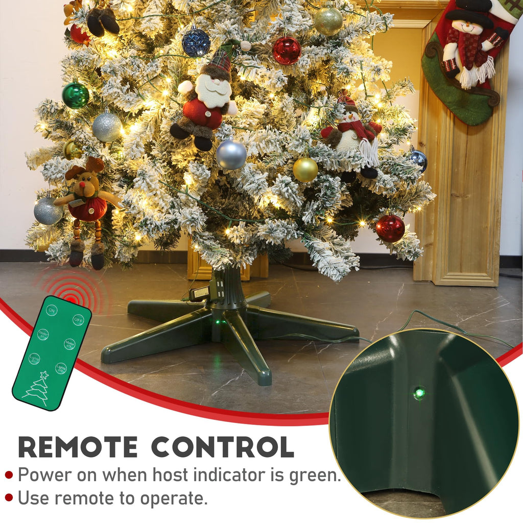 360 Degree Rotating Adjustable Christmas Tree Stand with Remote Control, Suitable for Up to 7.5 Feet Artificial