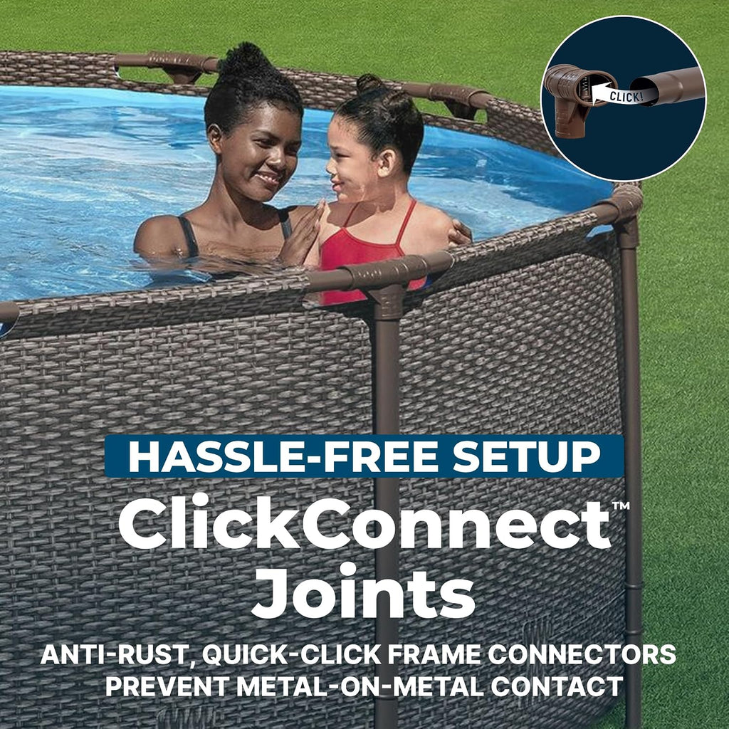 Power Steel 14' x 42" Above Ground Pool, Round Metal Frame Outdoor Swimming Pool Set with Filter Pump, Ladder, and