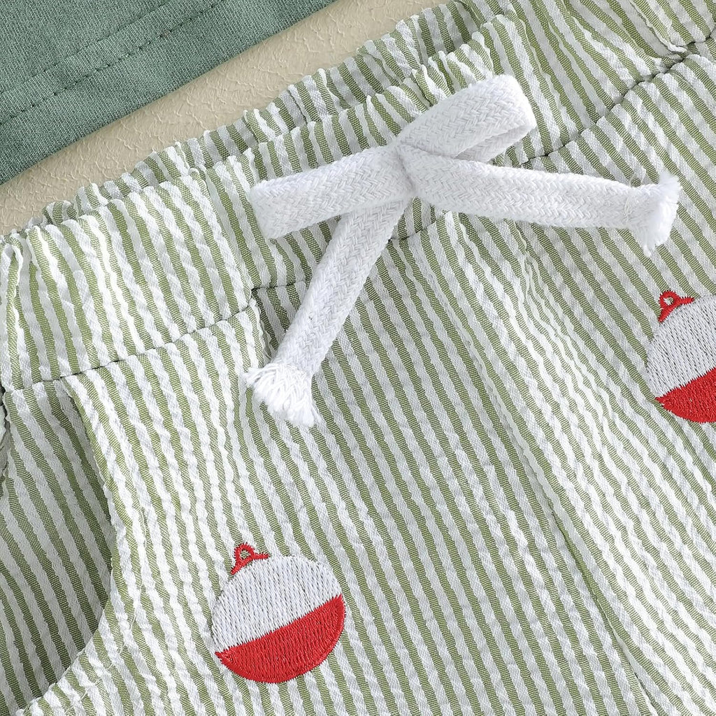 2PCS Summer Outfit Toddler Baby Boy Sailboat/Helicopter/Fish Short Sleeve T-Shirt Plaid Shorts Set