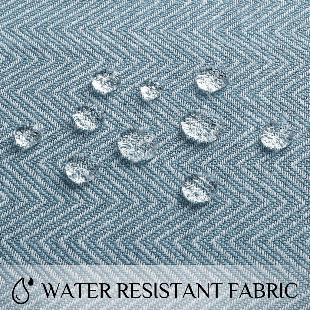 Outdoor Linen Round Tablecloth with Tassel, 55 x 55 Inch