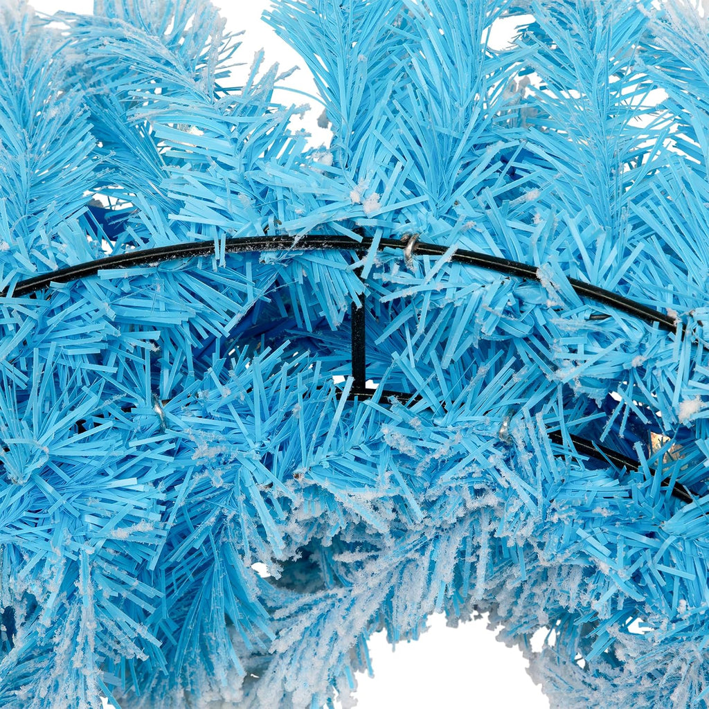 Flocked Pine Artificial Christmas Wreath 24" Blue Clear Lights