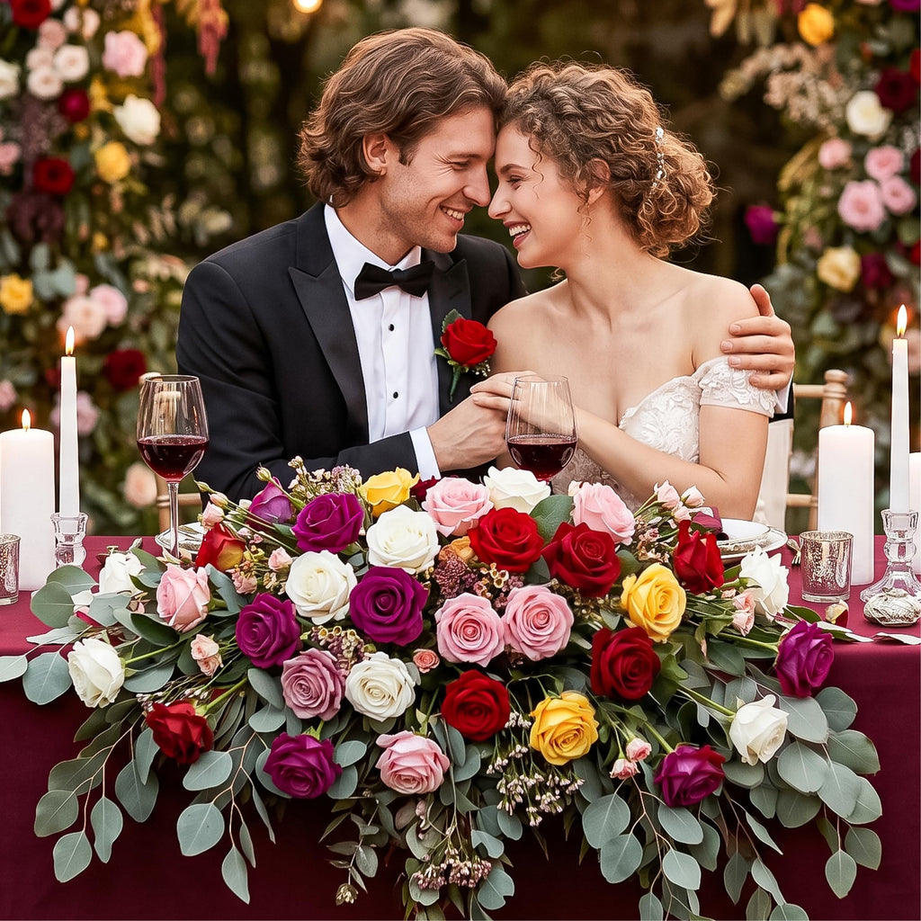 14PCS Artificial Roses, Realistic Silk Fake Roses Flowers
