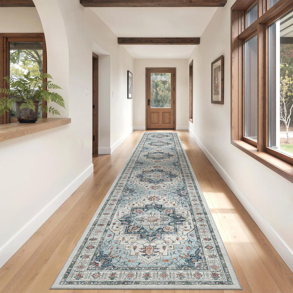 Hallway Runner Rug 2'6''x14' Kitchen Runners Vintage, Blue