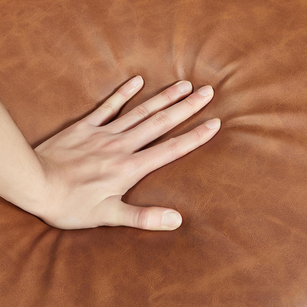 Accent Chairs, Mid-Century Faux Leather Armchairs, Light Brown