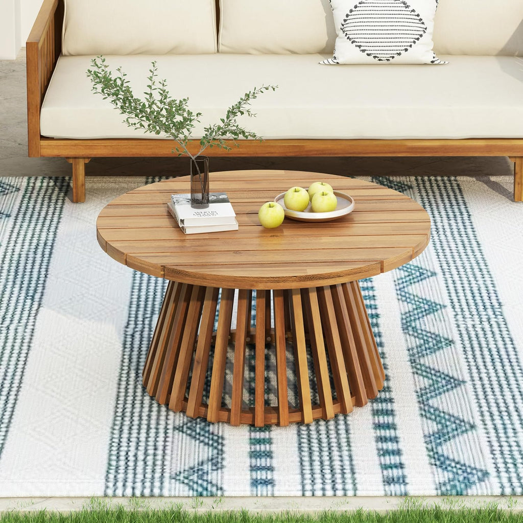 Claremont Patio Sofa and Coffee Table Set, 2 Piece Outdoor Patio Furniture Set with Cushion, Acacia Wood 3 Seater