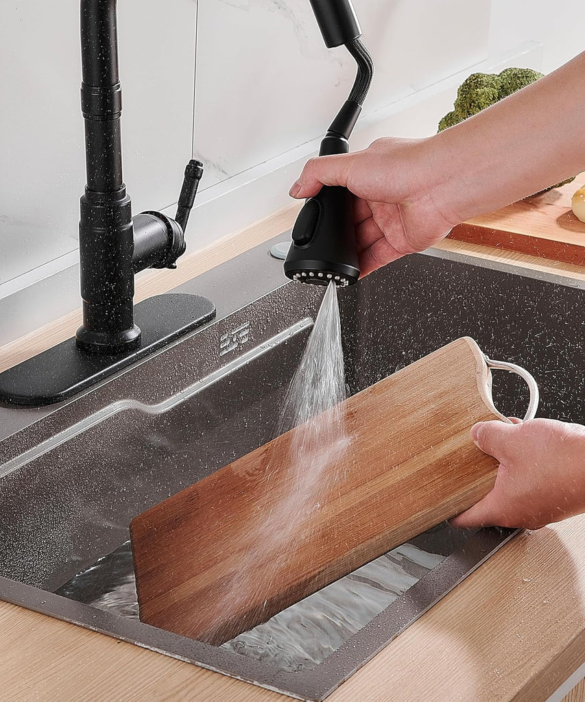 Vintage Kitchen Faucet with Soap Dispenser, Matte Black | High Arc Single Handle, Stainless Steel Sink Faucet with