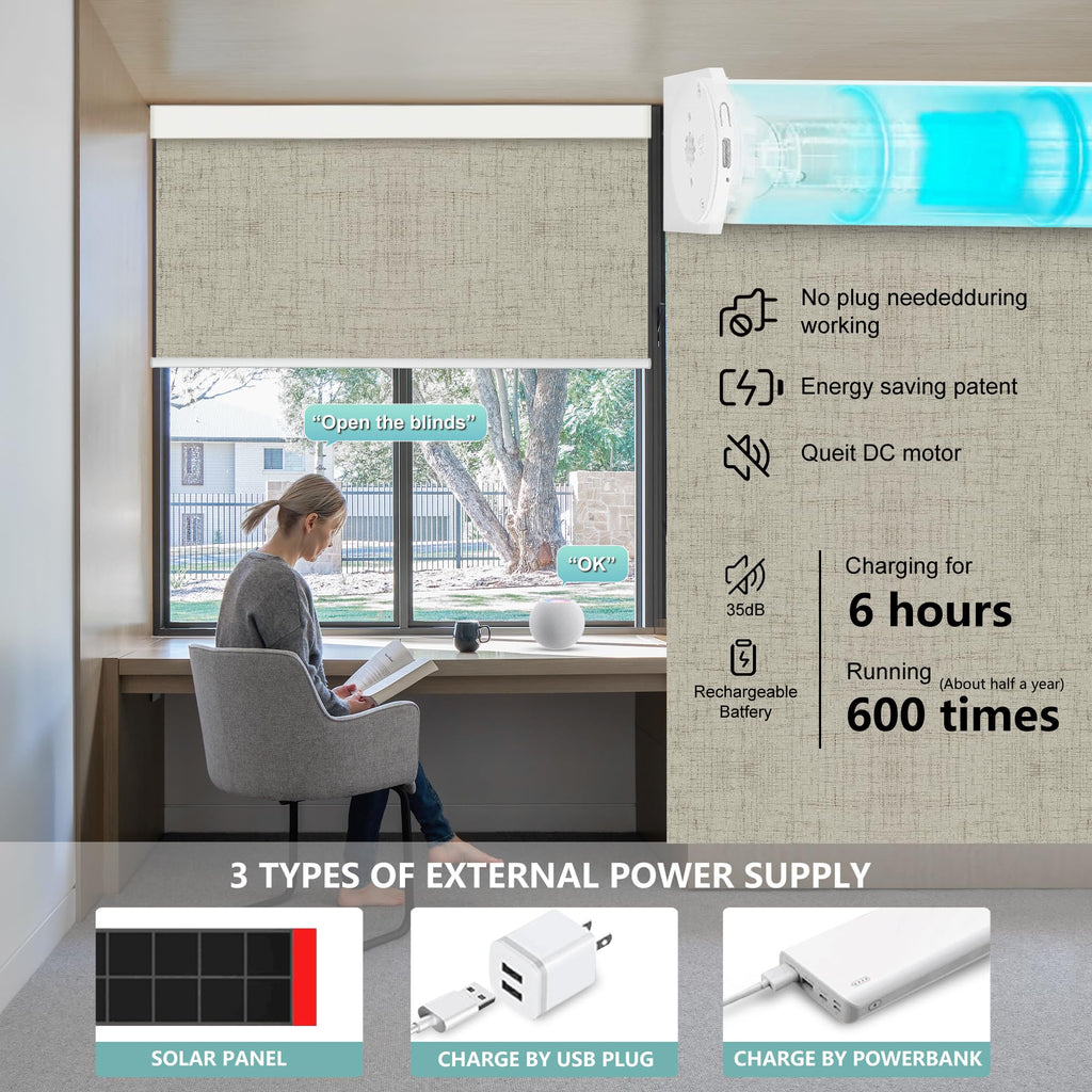 Motorized Blinds with Remote, 100% Blackout Motorized Roller Shades