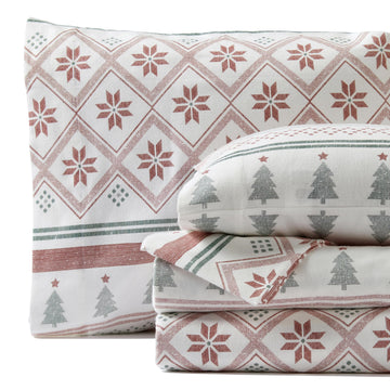 Luxury Portuguese Flannel Sheets | 100% Cotton | Full Size | Nordic Winter