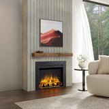 32 Inch Electric Fireplace Insert with Front Trim Kit, Fire Crackling Sound, 750W/1500W Heater, Remote Control, Black