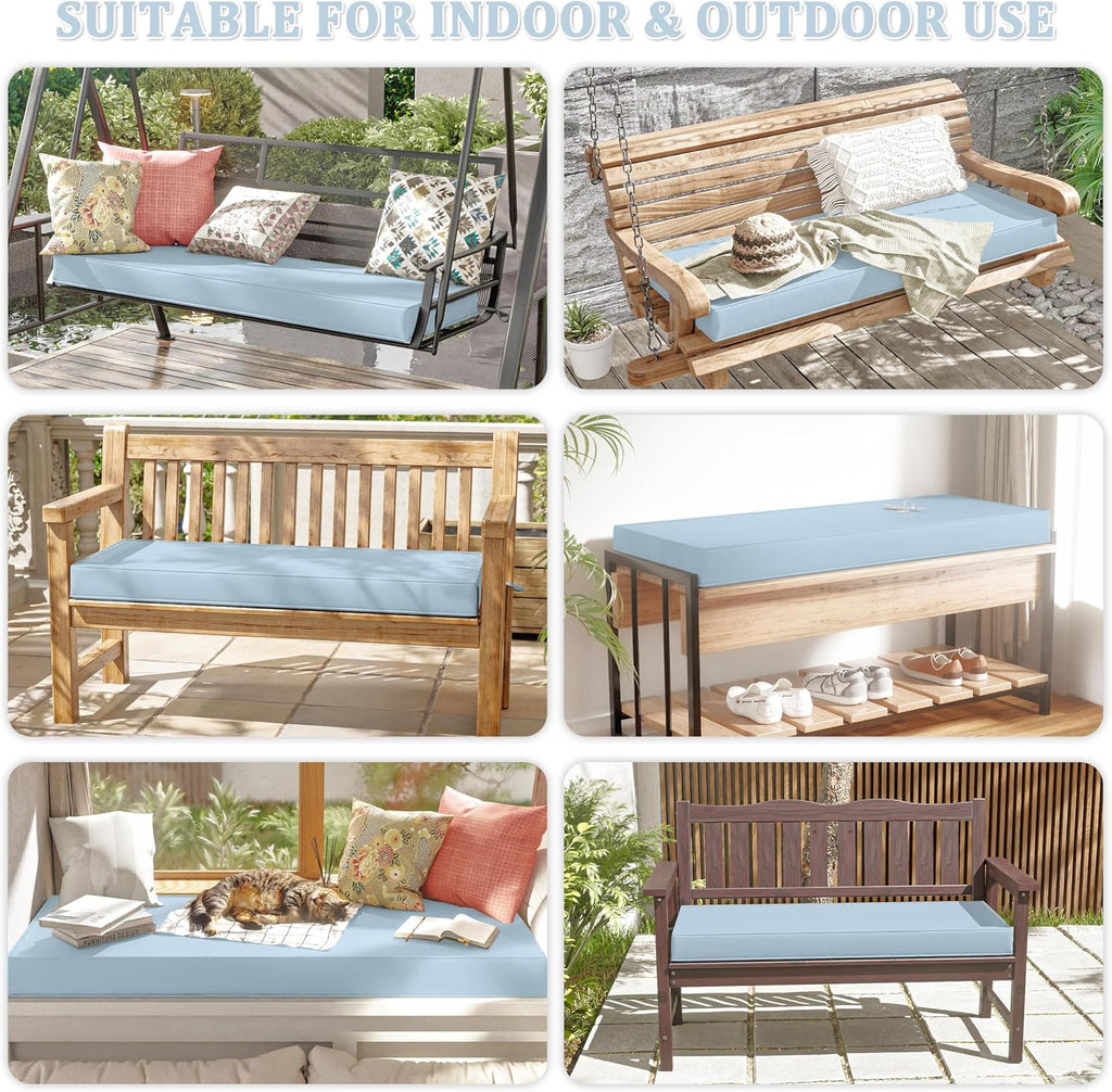 Premium Outdoor Bench Cushions Furniture 3.5inches Memory Foam Bench Cushion Waterproof Fade Resistant Porch Swing