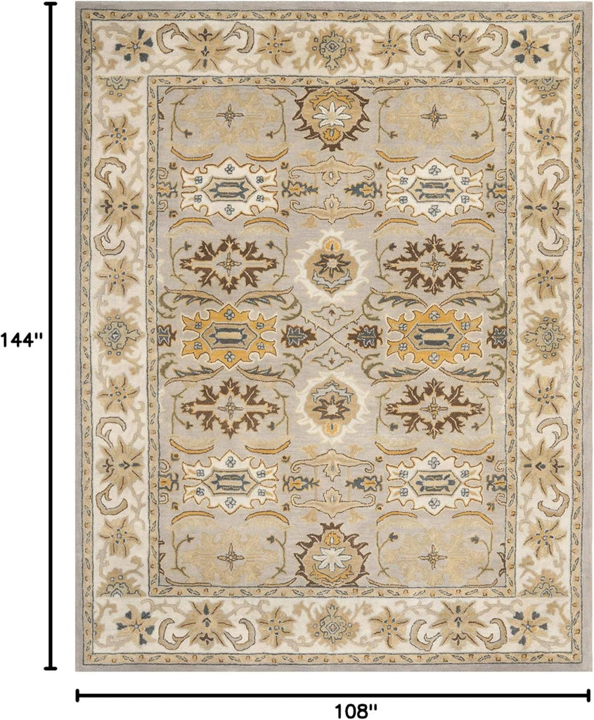 Heritage Area Rug - 9' x 12', Light Grey & Grey, Handmade Traditional Oriental Wool