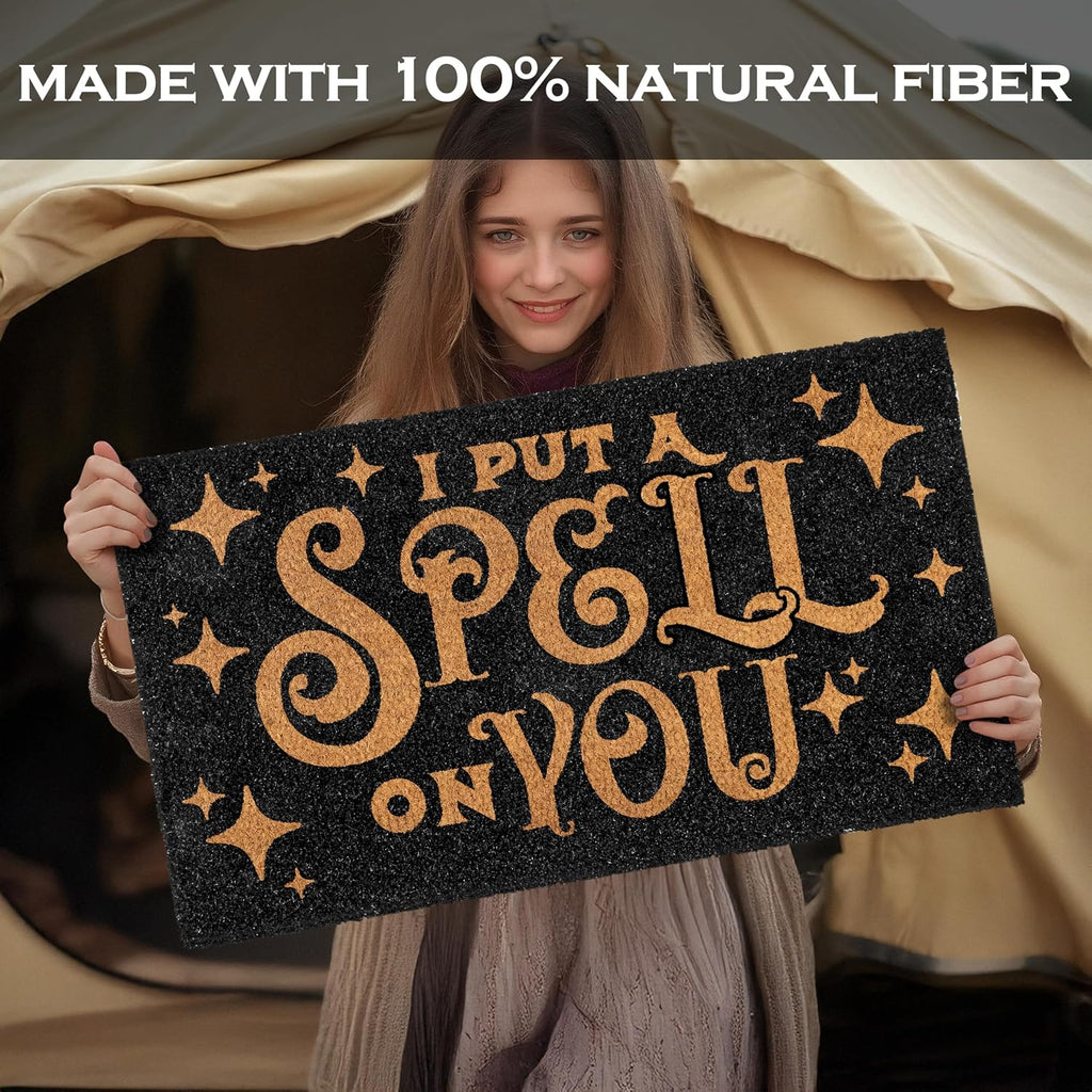 I Put a Spell on You Welcome Mat 30x17 Inch, Hocus Pocus Doormat Coir Fall | Natural Fiber, Pvc Backing, Dirt