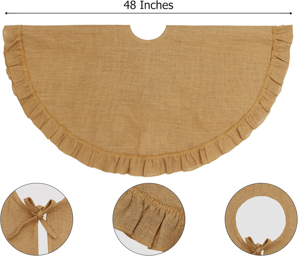 Jute Christmas Tree Skirt with Frill - 48 inches Round