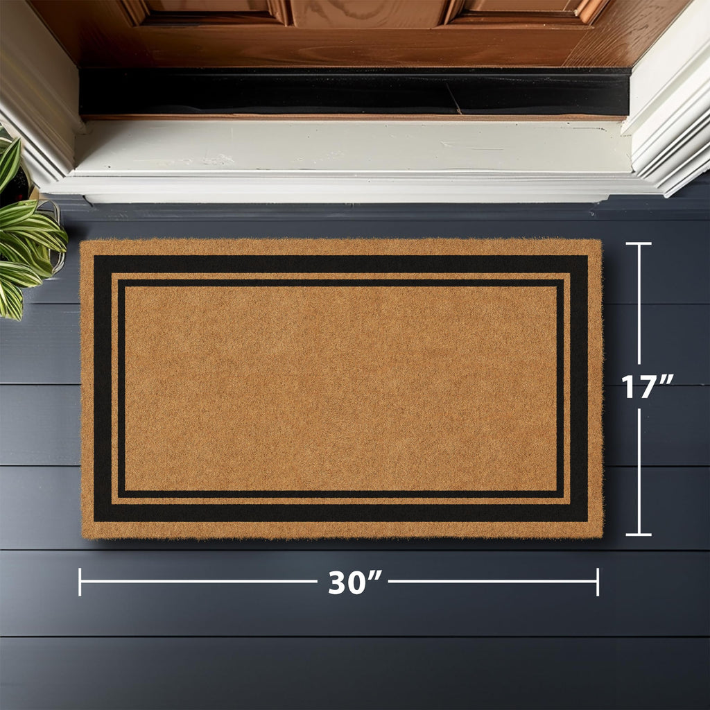Natural Coco Coir Non-Slip Doormat (17x30, Border)
