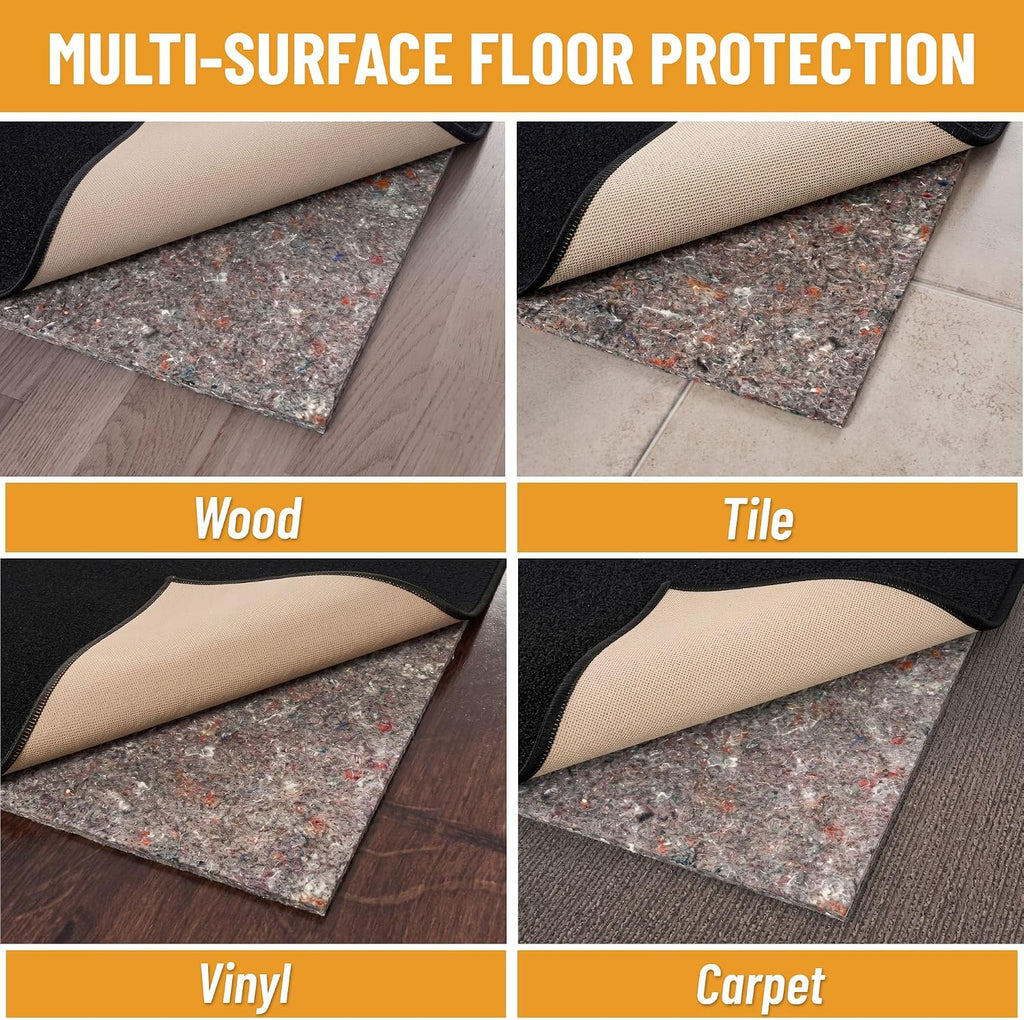 3' x 12' Non-Slip Rug Pad Gripper 1/4 Inch Thick Dual Surface Felt + Rubber Gripper - Safe for All Floors, Brown