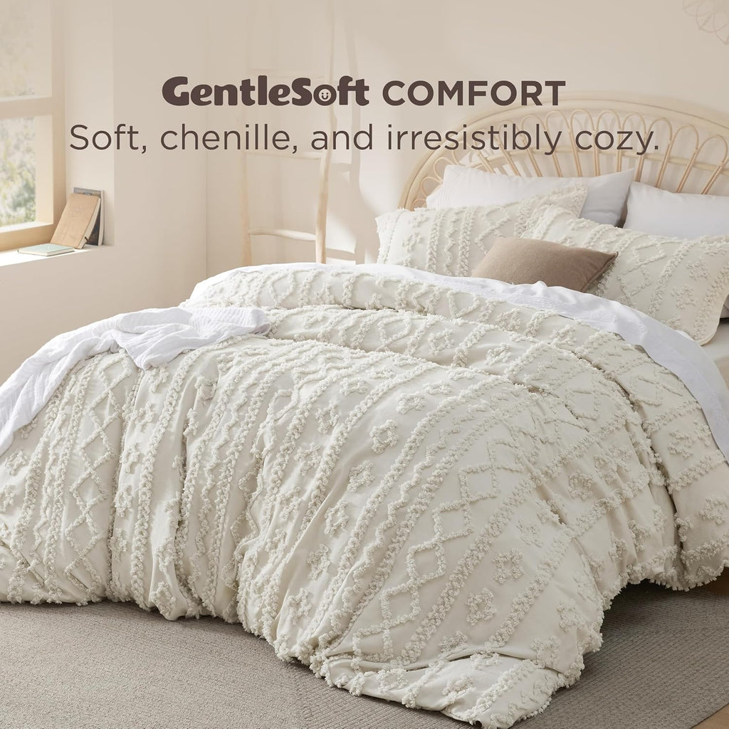 Boho Duvet Cover King, Soft & Comfortable Elegant Design Boho Bedding for Decoration, Machine Washable Comforter