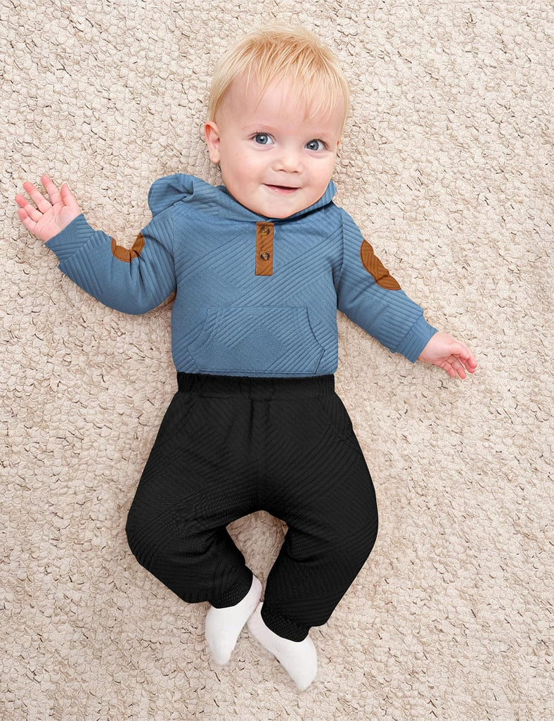 Baby Boy Clothes Colorblocked Long Sleeve Hoodie + Long Pants 2PCS Fall Winter Outfits Set