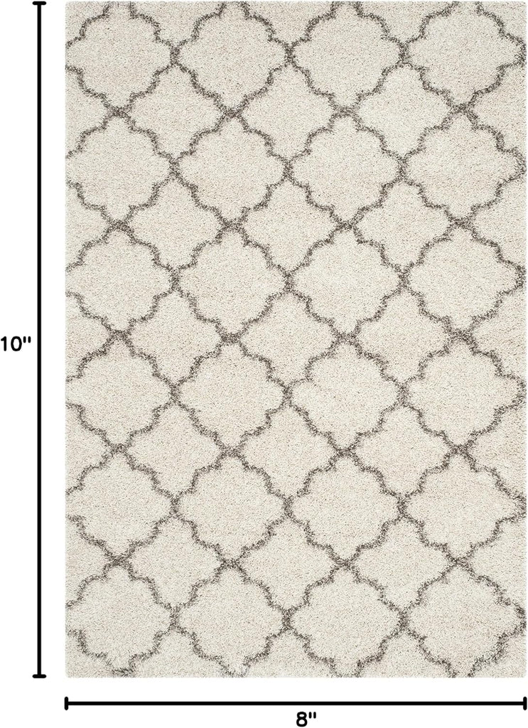 Hudson Shag Collection Ivory/Grey SGH282A Moroccan Trellis Non-Shedding Living Room Bedroom Dining Room