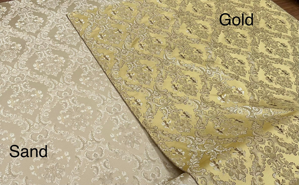 Damask Upholstery and Drapery, Jacquard Fabric Sold by The Yard (Sand)