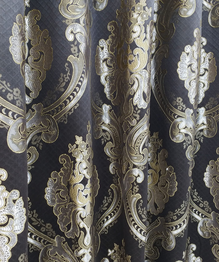 Luxe Love Jacquard Window Curtain 2pcs Set.Chocolate, W54 x L96