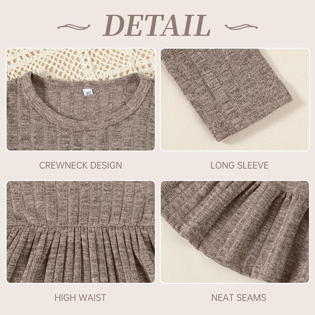 Toddler Baby Girl Long Sleeve Dress Girls Knit Sweater Dresses Tiered Kids Swing Holiday Clothes Fall Winter
