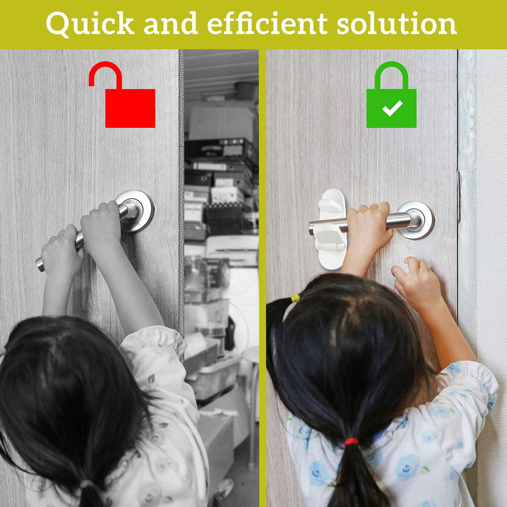 Lever Lock (6 Pack) Prevents Toddlers from Opening Doors. 3.25" L * 1.5" W * 4.5" H Easy One Hand Operation for