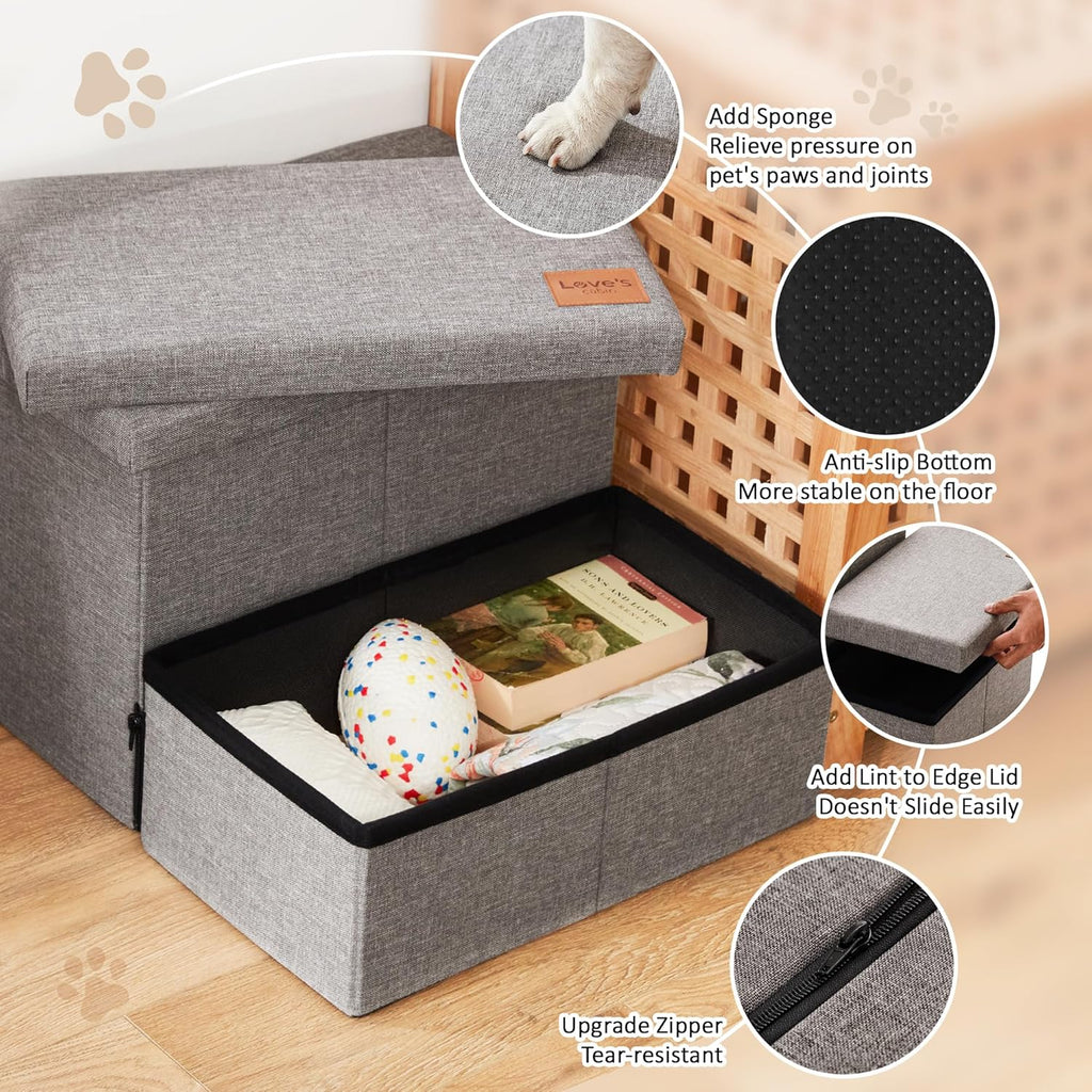 Dog Stairs with Storage 13" H, Foldable Pet Stairs for Small Medium or Large Dogs