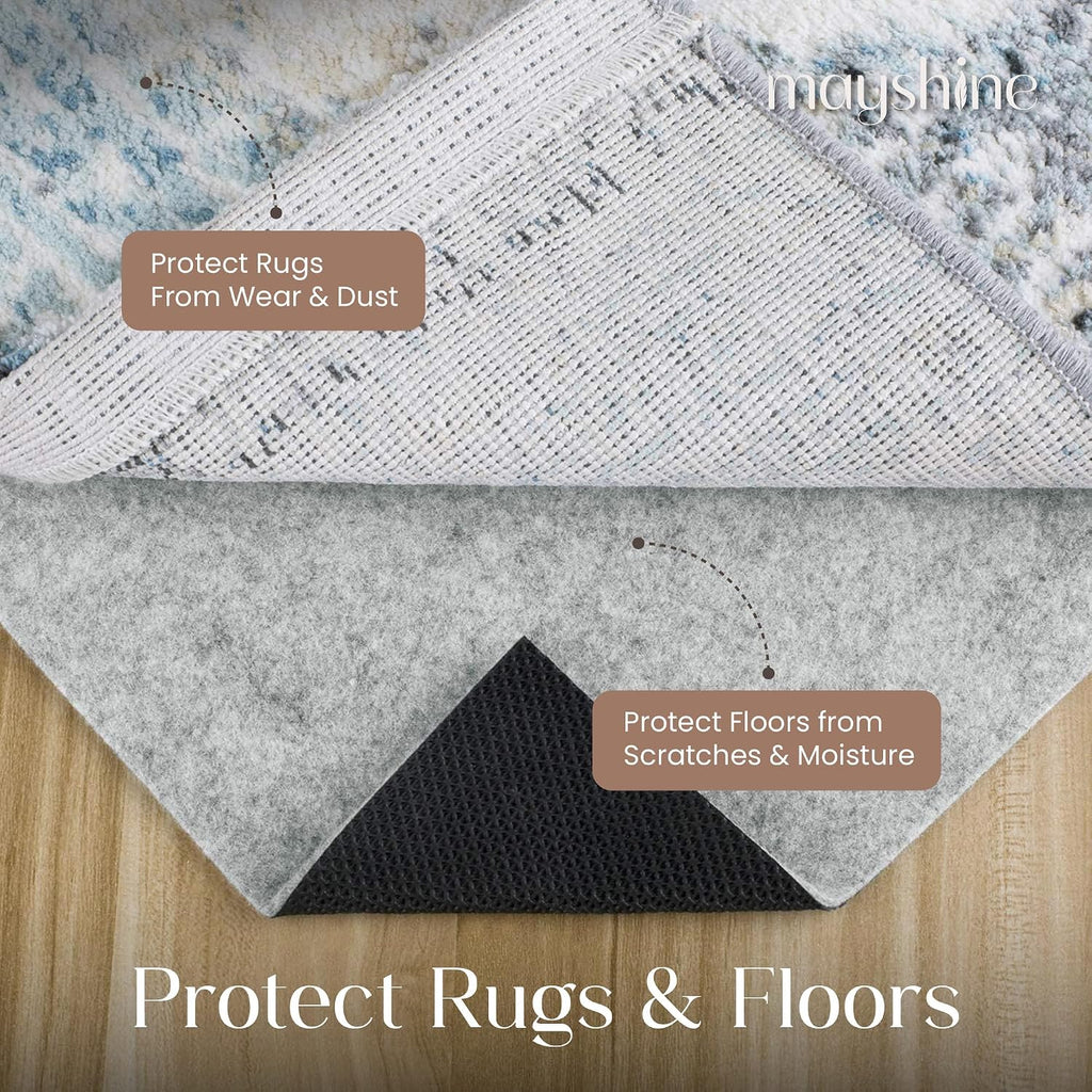 Non Slip Rug Pad 5x7 Feet, 4/25" Thick Felt Cushioned Rubber Rug Gripper Pad for Hardwood, Laminate, Stone, Tile - Set of 35