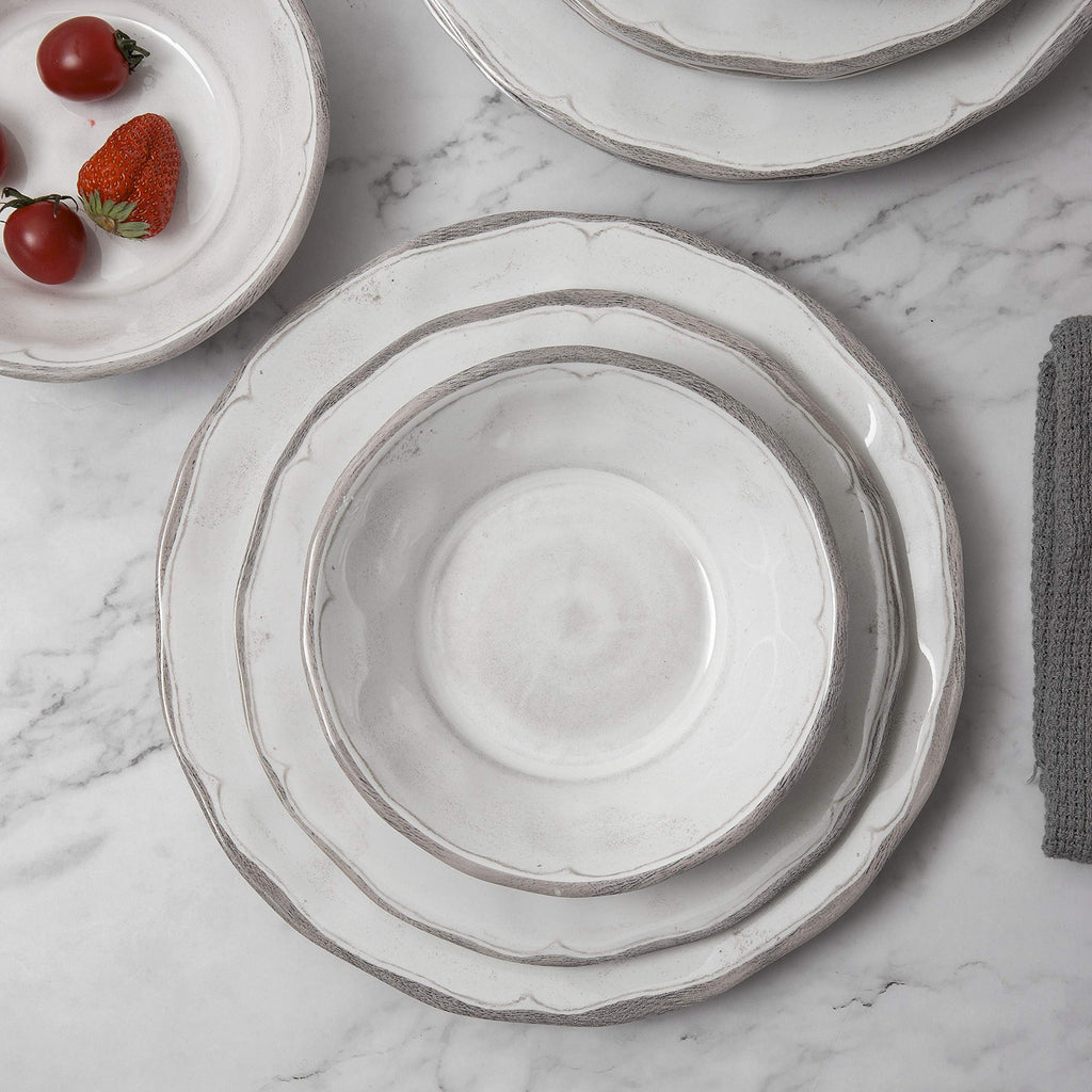 Melamine Dishes Dinnerware Sets - 12pcs Melamine Plate and Bowl Set White