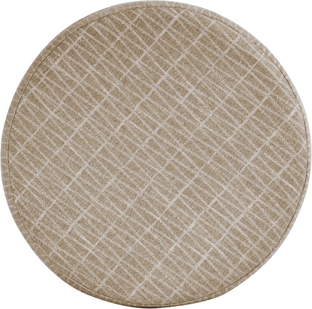 19" Round Storage Ottoman - Tan Geometric Pattern