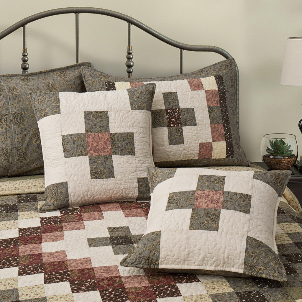 5 Peice Patchwork Quilt Green Cotton Comforter Set