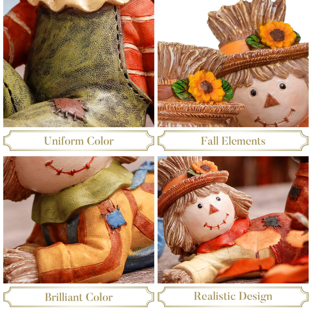Scarecrow Fall Decorations, 3 Pcs Fall Decor for Table Indoor Outdoor, Resin Thanksgiving Decorations Garden