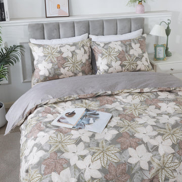 Duvet Cover Sets 100% Cotton Luxury Vintage Leaves Patterned Comforter Cover Farmhouse Bedding for All Season