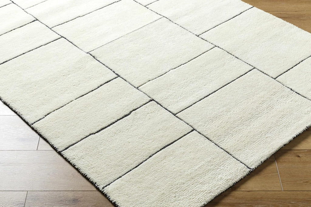 Pira Wool Living Room, Bedroom Area Rug - Geometric Striped Tile Square Abstract - Contemporary Modern Minimalist