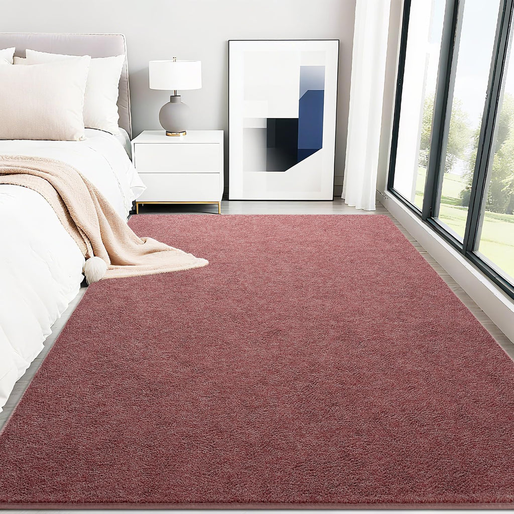 Area Rug 6x9, Washable Memory Foam Soft Modern Bedroom Solid Color Area Rugs, Low Pile Minimalist Non Slip Carpet