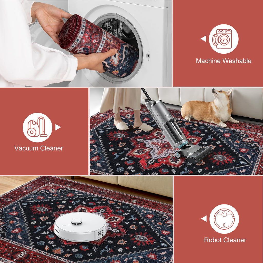 2x12ft Long Non-Slip Back Washable Runner Rugs s Bedside