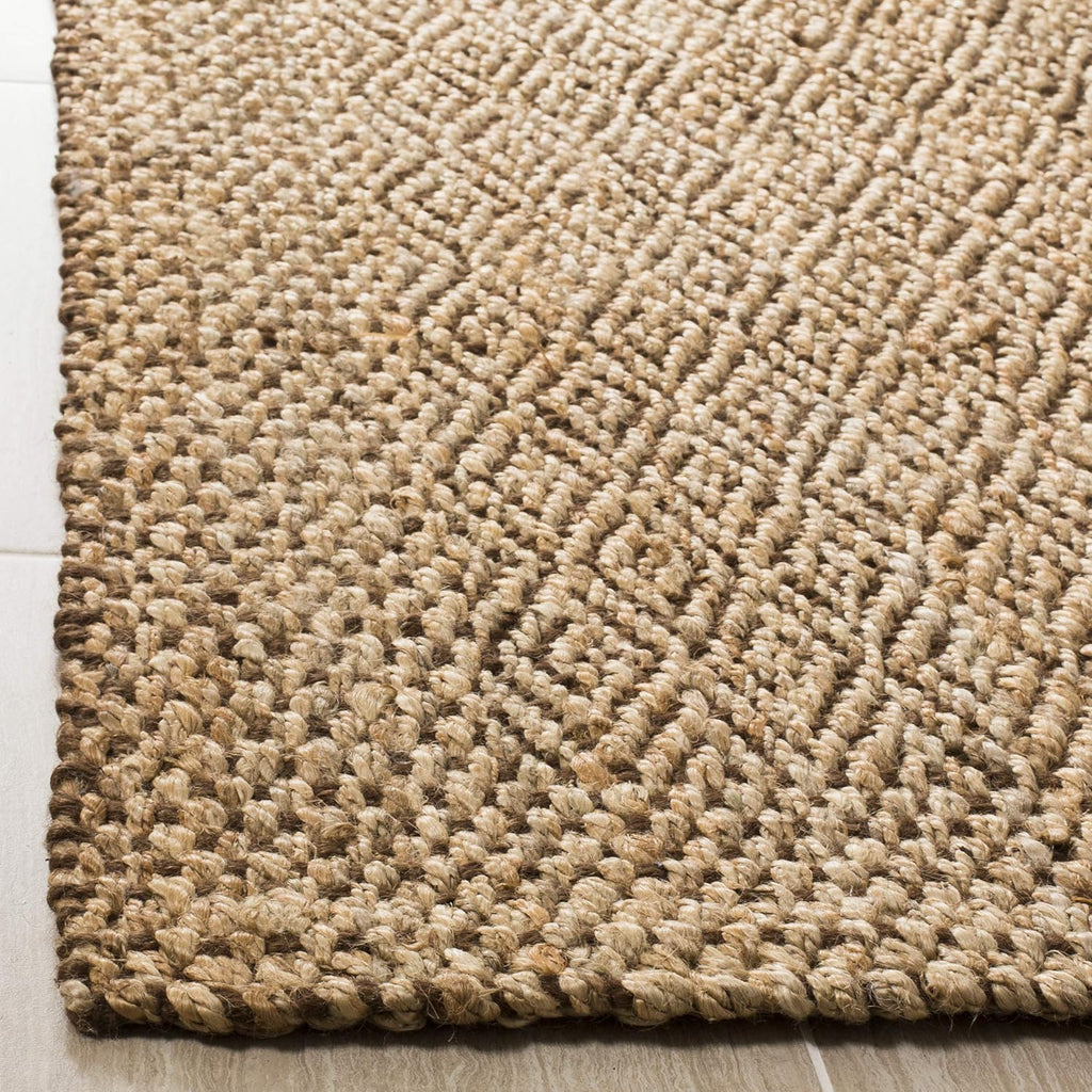 Natural Fiber Collection Area Rug - 7' Square, Natural & Brown, Handmade Boho Farmhouse Fringe Jute, Ideal for High