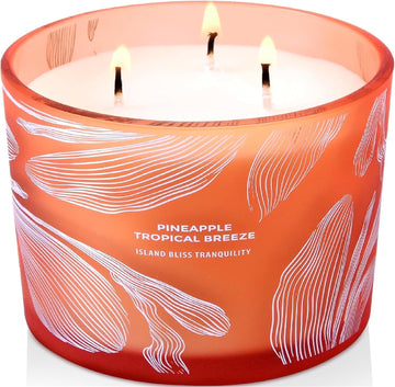 Pineapple Tropical Breeze Candle, Large 3-Wick Soy Candle, 14.5 oz - Set of 145