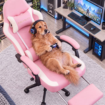 Desk Computer Gaming Chair - High Back Ergonomic Office Chair with Footrest and Lumbar Support, Swivel Comfy Home