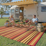 Outdoor Plastic Straw Rug Waterproof Patio 9x12 Red Orange Stripe Mat for Porch Camping RV Balcony D