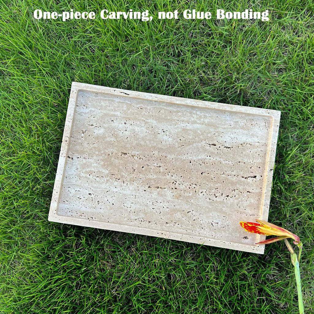 Natural Travertine Vanity Tray, 12"x8" Coffee Table Tray