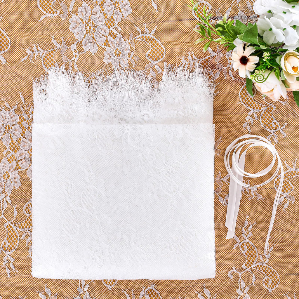 Lace Tablecloth Rectangular 2 Pieces 60 x 120 Inch White Wedding Overlay