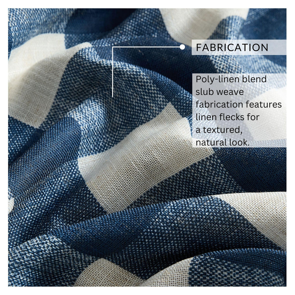 Grainger Buffalo Check Blackout Window Curtain, Indigo - 52" W x 108" L