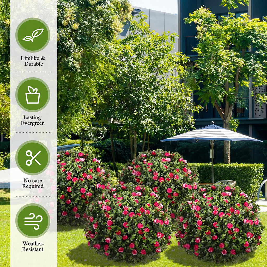 4 Pack 24 Inch Artificial Topiary Trees Outdoor, Blush