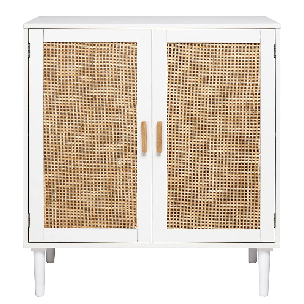 Kitchen Storage Console with Rattan Decorated Doors, Liquor Buffet, Dining Room, Hallway, Cupboard Console Table