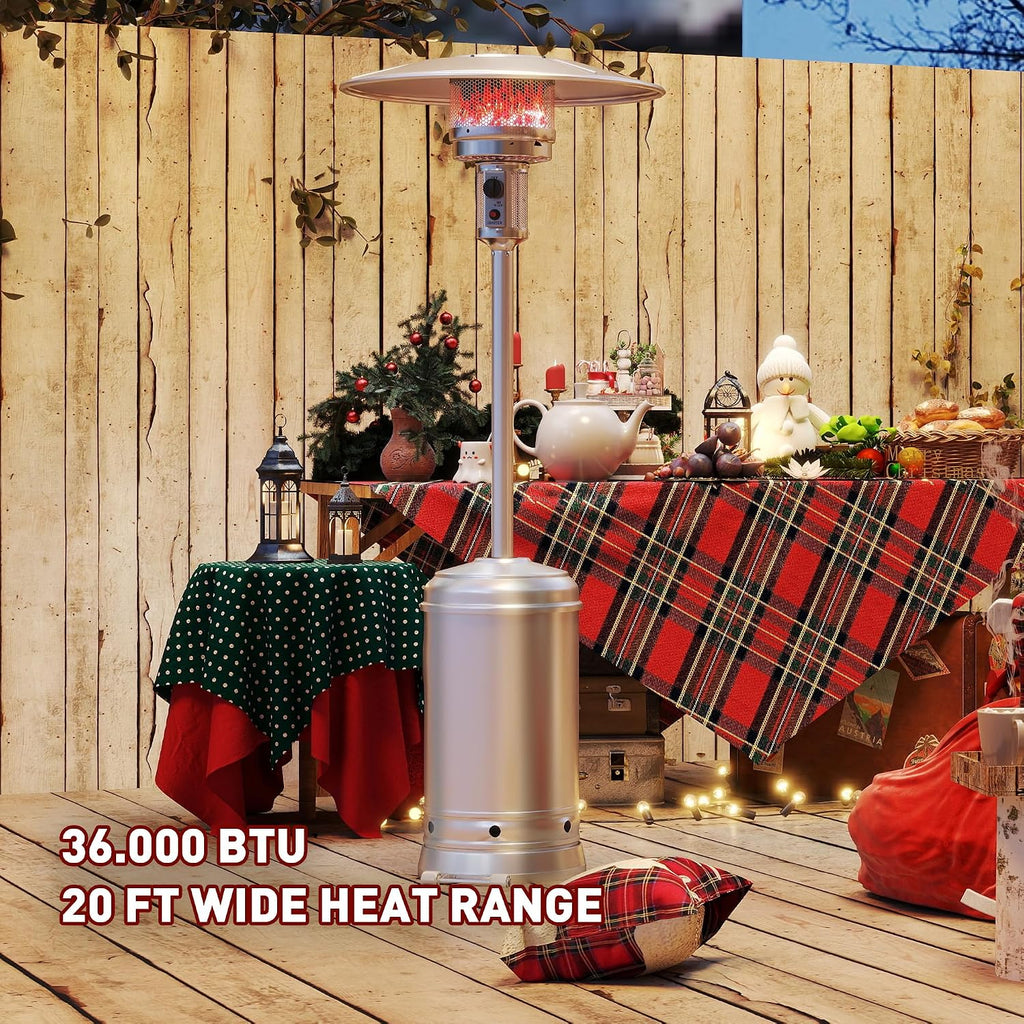 Patio Heater, 36,000 BTU Outdoor Propane Heater, 7 FT Outdoor Patio Heater with Wheels, Tip-Over Protection , Garden