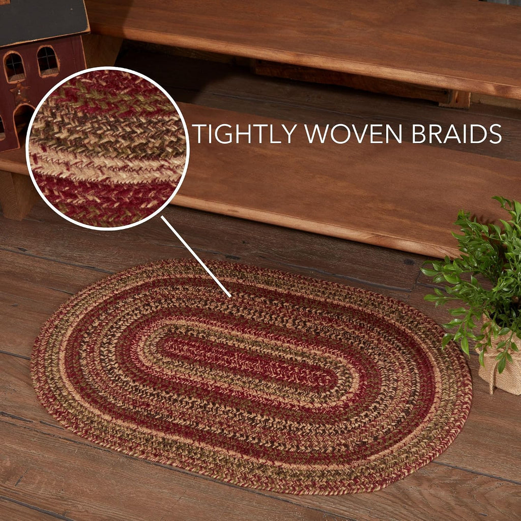 Cider Mill Primitive Jute Accent Rug Striped Oval Floor Decor 20"x30"
